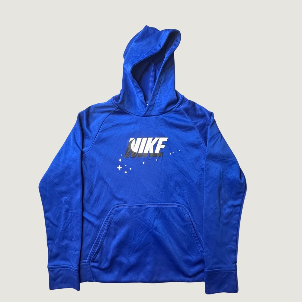 Nike Hoodie Boys M Therma-FIT Blue Graphic Logo Pullover DQ9037-480